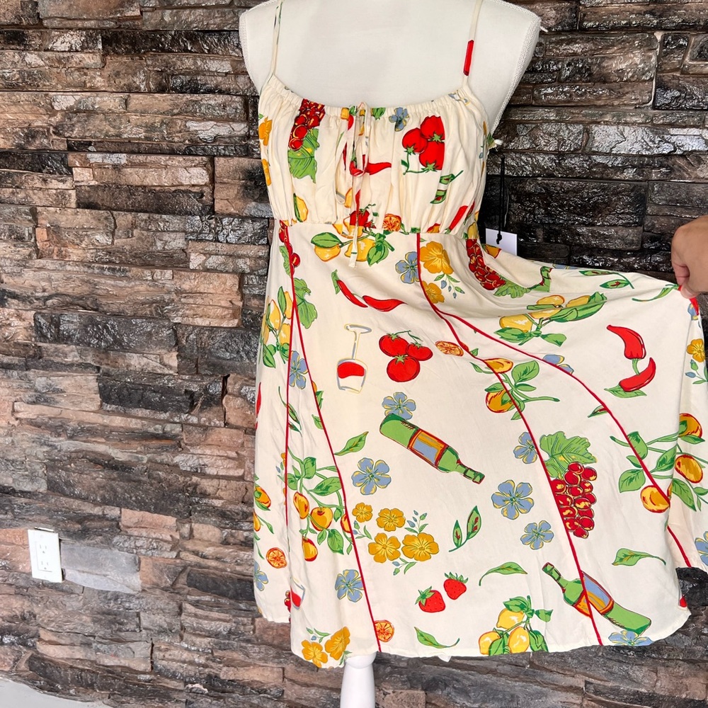 Japna Cream Sundress with Fruit & Floral Print - Picture 3 of 11